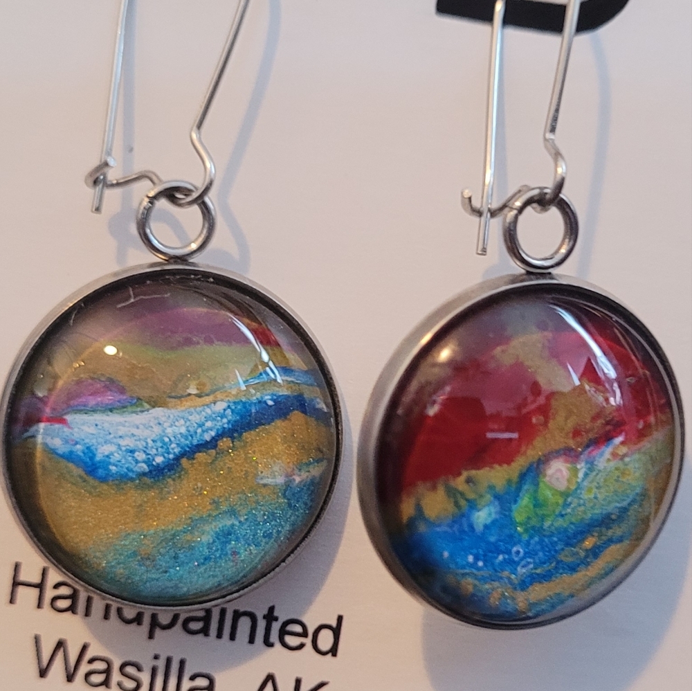 Handpainted glass earrings